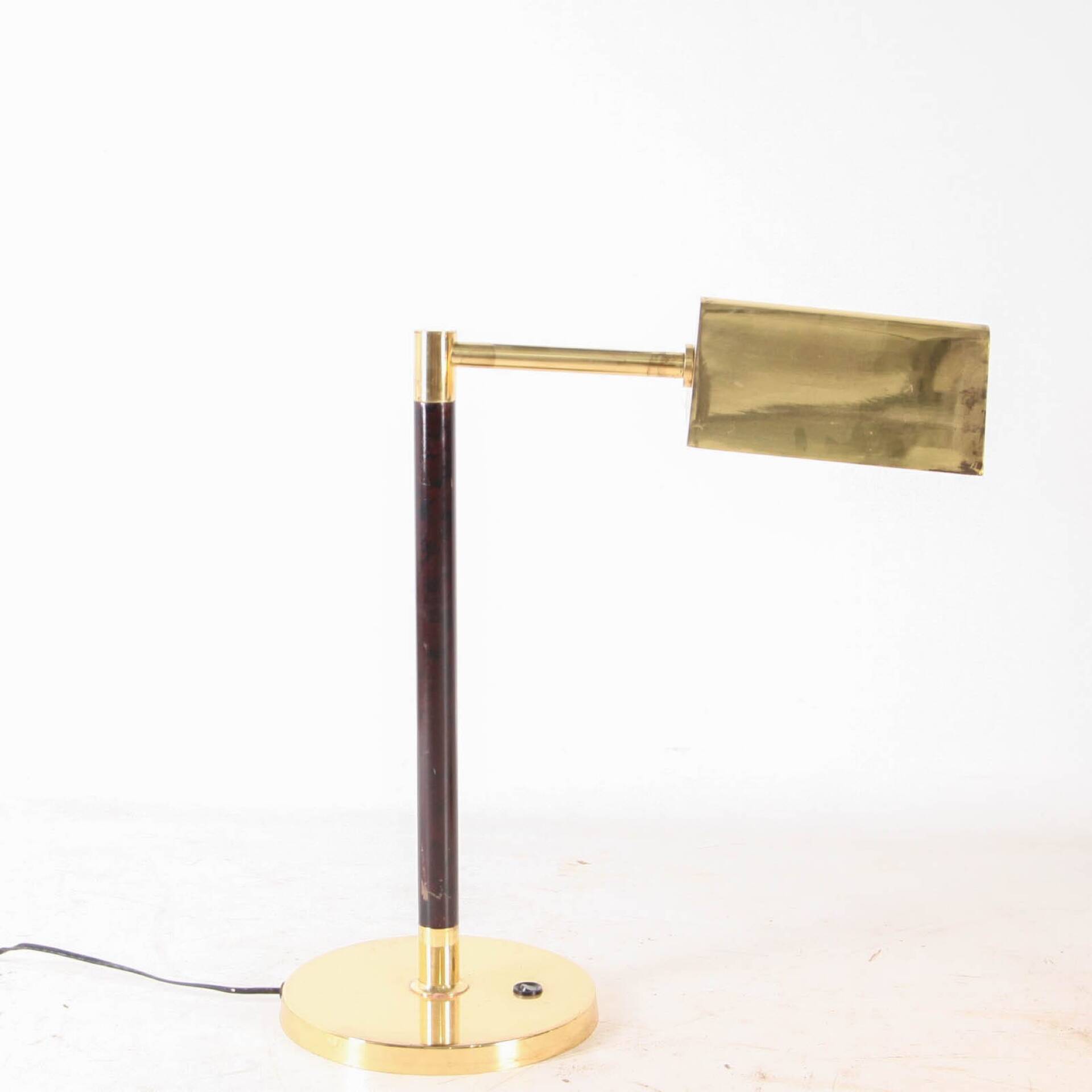 Brass and wood lamps
