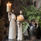 Pair of candlesticks "Akwe Priestesses" contemporary African Holländer style