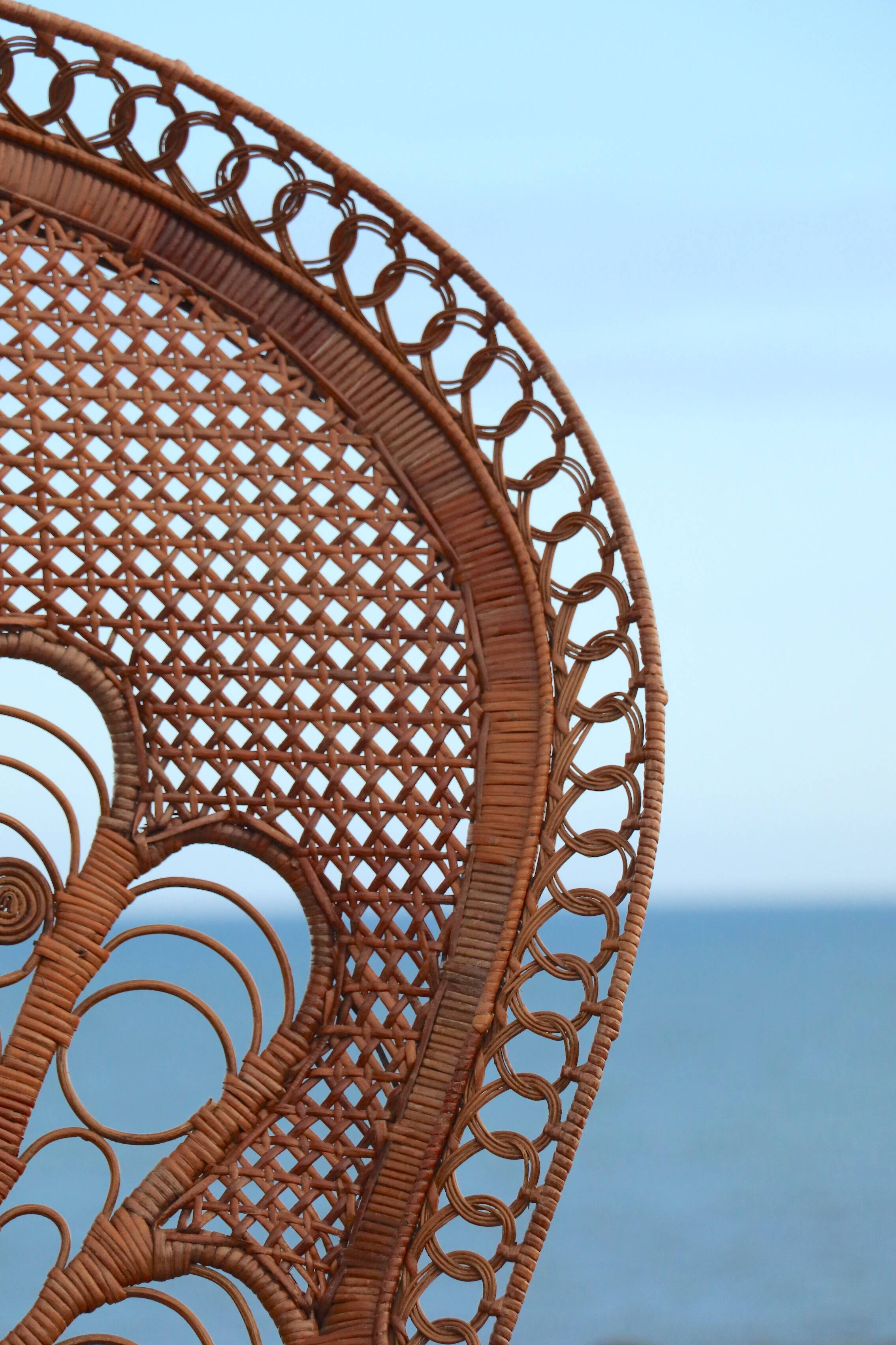 "Emmanuelle" armchair (Peacock chair) in rattan, 20th century
