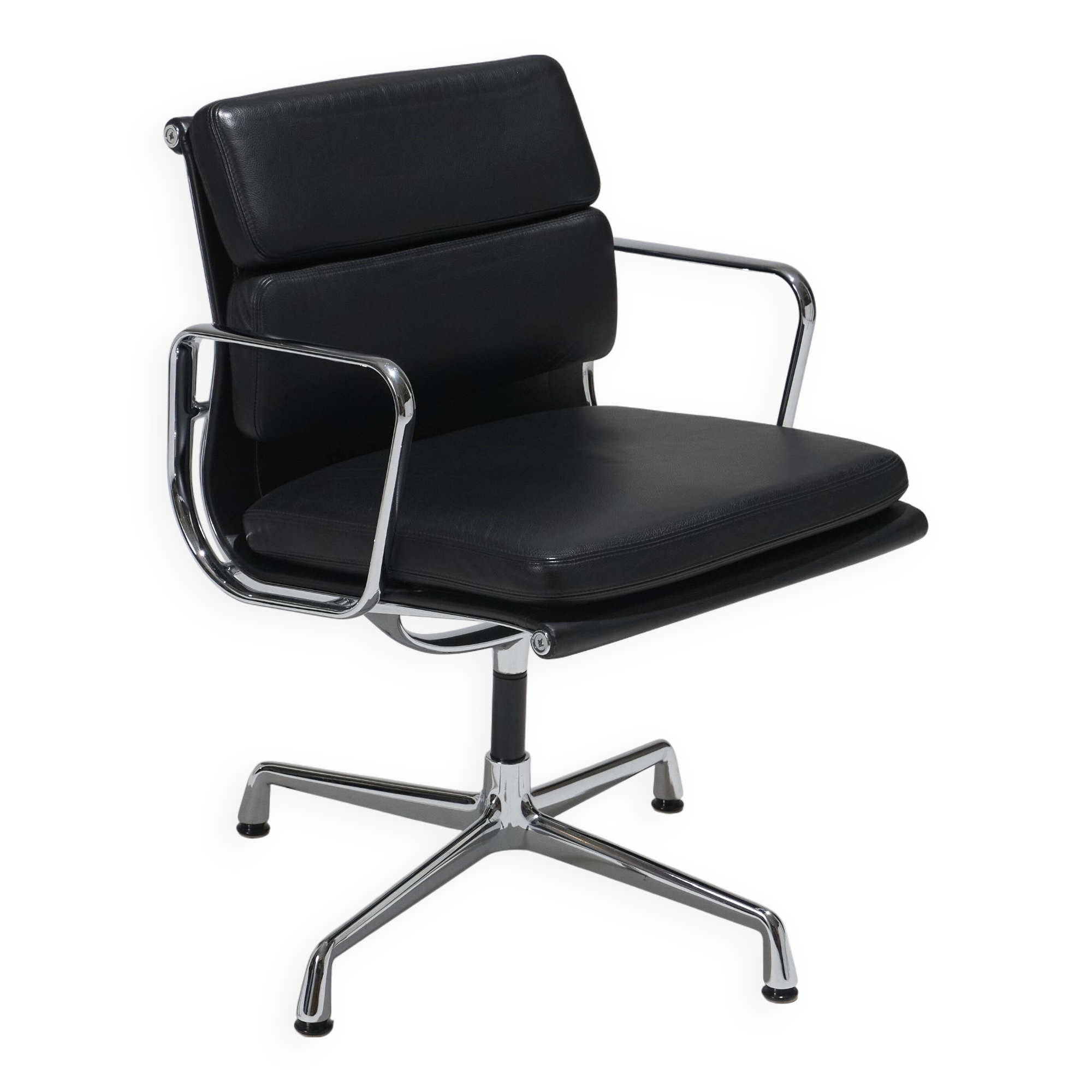 CHARLES EAMES "SOFT PAD EA 208" LEATHER ARMCHAIR, 1960s