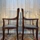 Pair of wide caned armchairs from the Art Nouveau period.