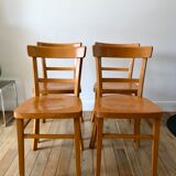 set of 4 Thonet bistro chairs in curved wood honey Mid-Century 50s