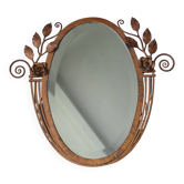 Art Deco mirror from the 1930s in hammered steel.