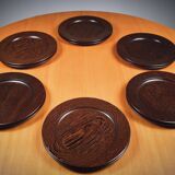 Assiettes de présentation en wengé massif, années 60