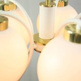 Mid-century modern Italian Brass and Opaline Chandelier