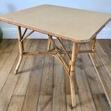 Rattan and bamboo coffee table 60s