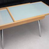 Wood and glass dining table