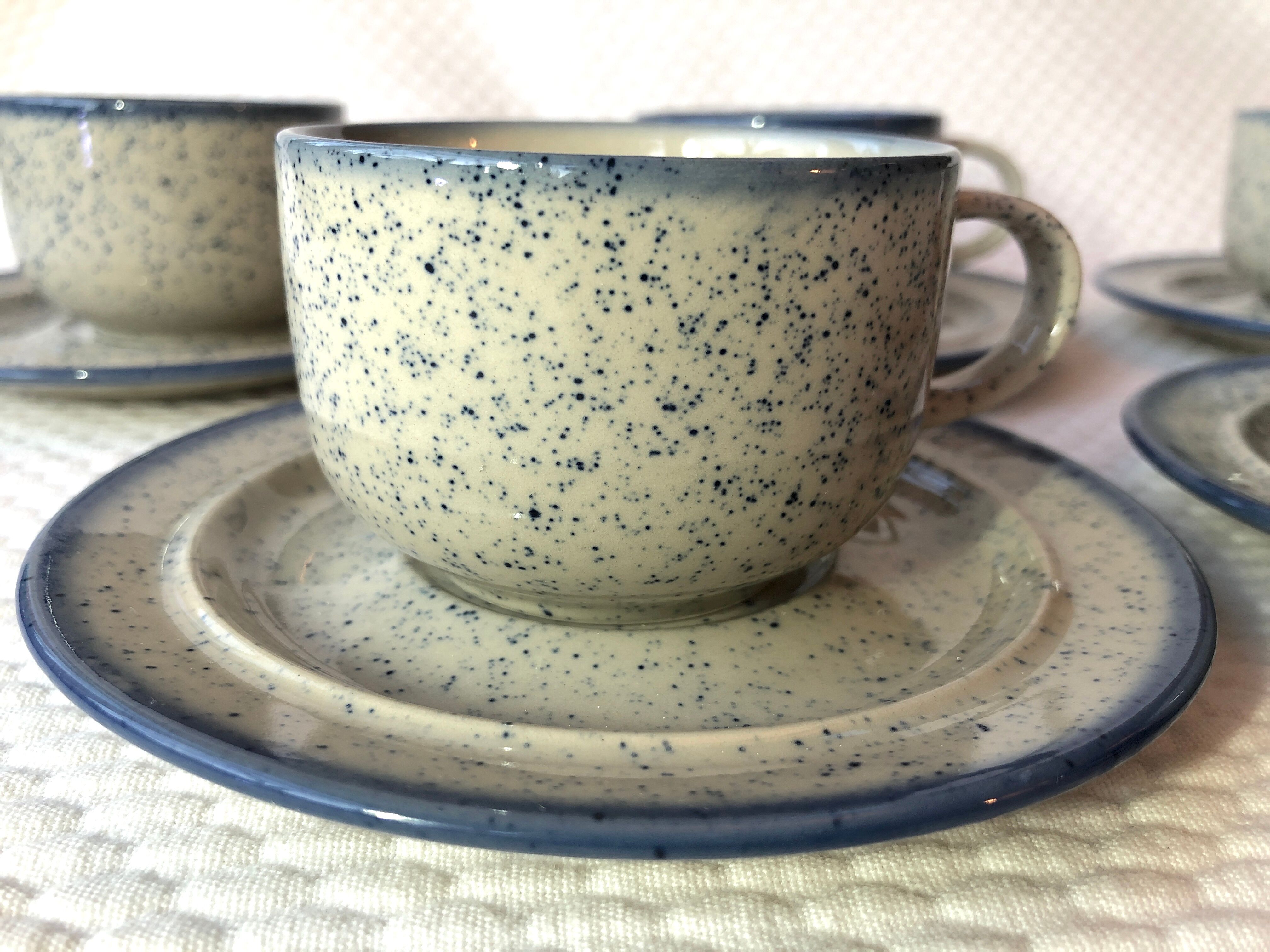 Blue glazed ceramic coffee cups