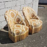 2 French Vintage Crapaud Seater-golden beige Cocktail Chairs 60s