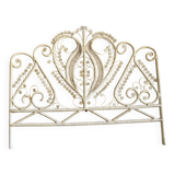 Peacock style white rattan headboard