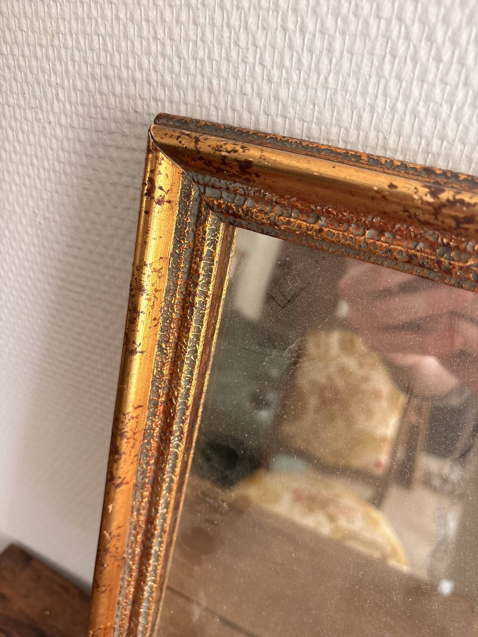 Vintage Square Mirror with Gilded Wood Frame by Sylvain Zonco, Casablanca 1950