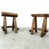 Vintage oak stools, 1970