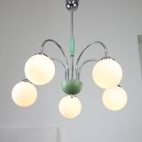Mid-century Italian Chrome and Opaline Chandelier