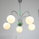 Lustre italien en chrome et opalin du milieu du siècle