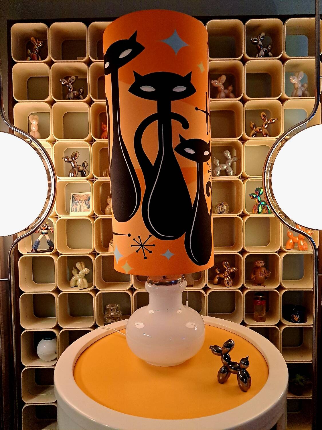 Lampe de Sol XL ou à poser Opaline, double éclairages Seventies