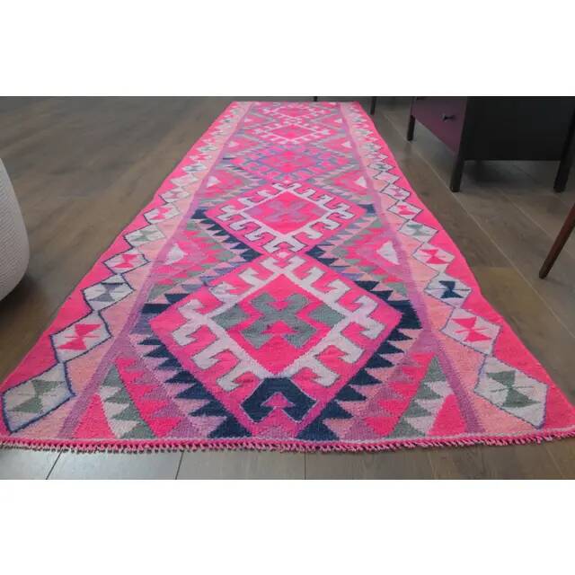 Tapis vintage turc en laine et coton noué à la main, années 1970