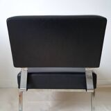 Chrome metal and imitation leather armchair from the 50s