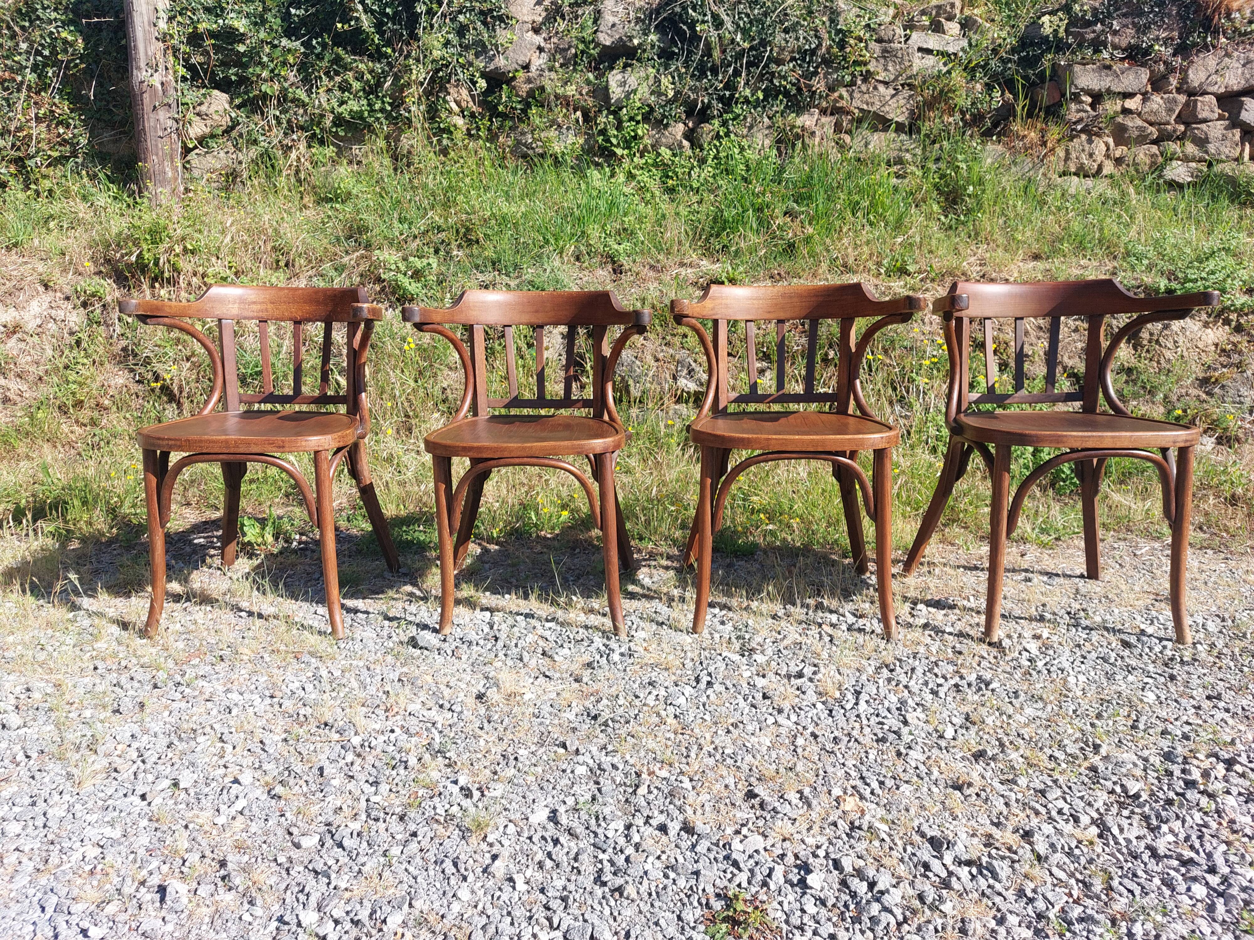 4 fauteuils Baumann en bois courbé