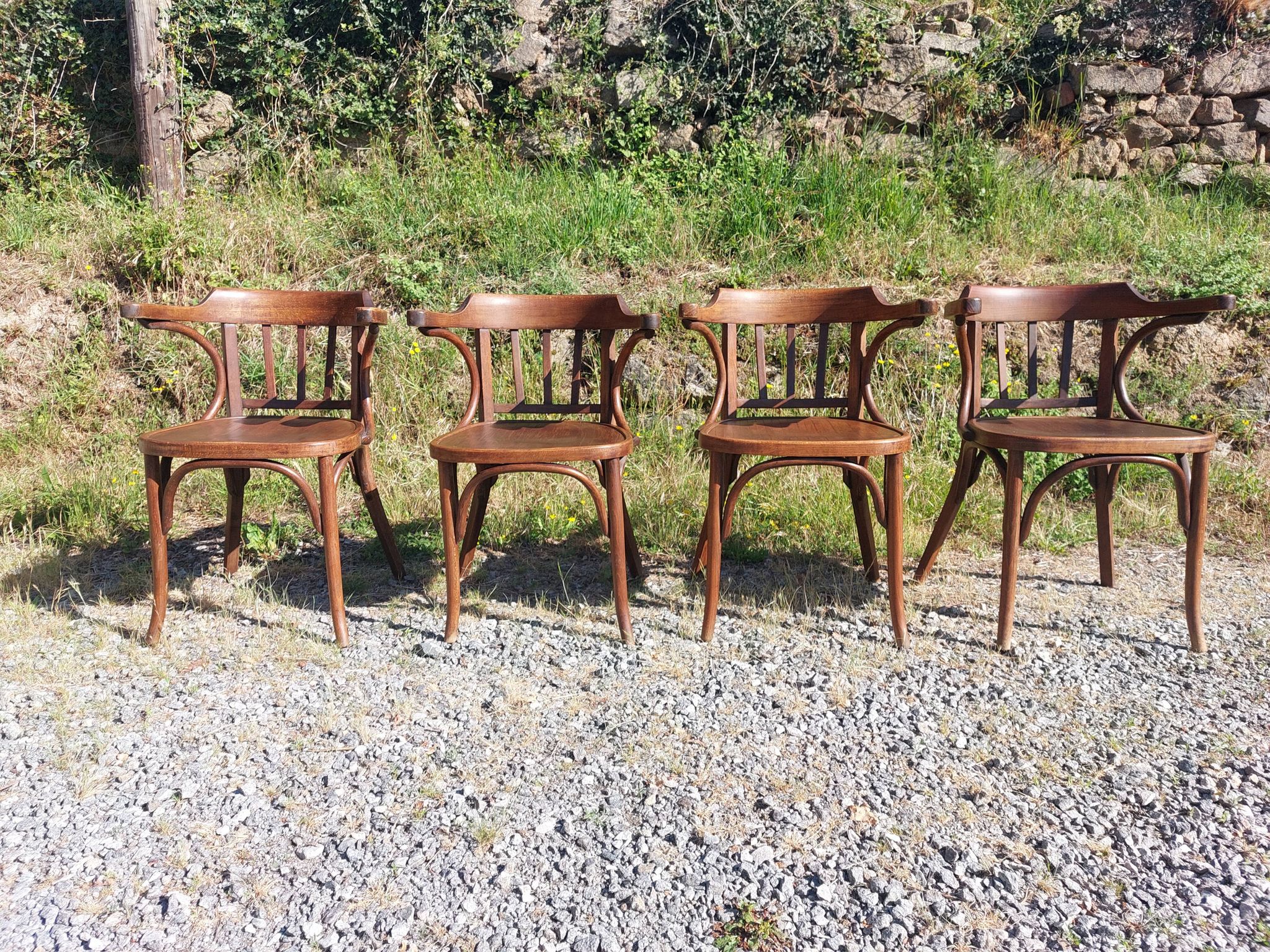 4 fauteuils Baumann en bois courbé