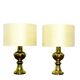 Pair of Luxus Uno & Osten gold lamps with silk shades.