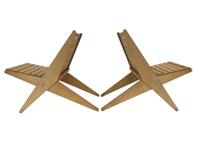 Foldable wooden garden chair from the 70s, Netherlands