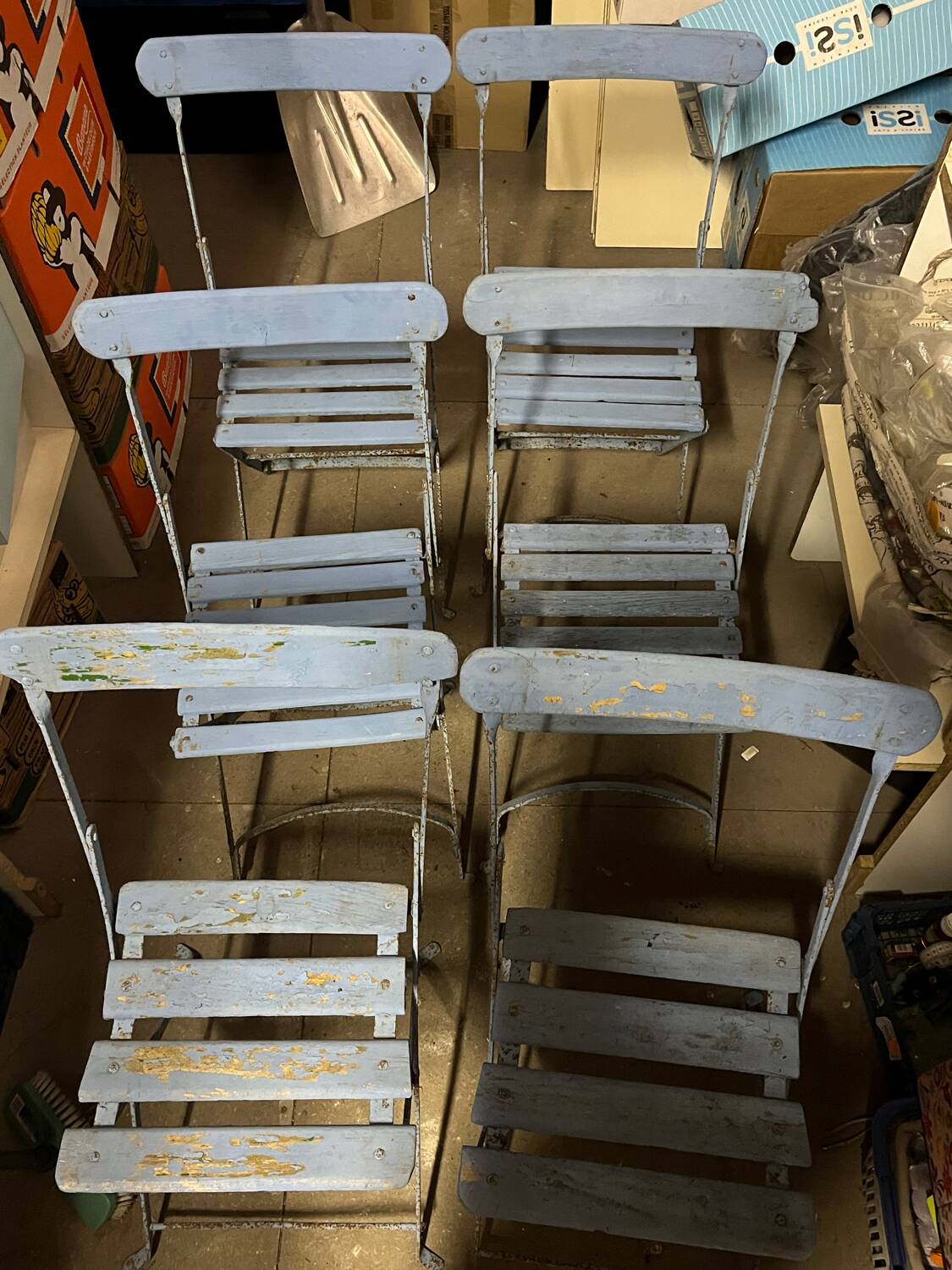 Lot de 6 chaises de jardin fer forgé bleu