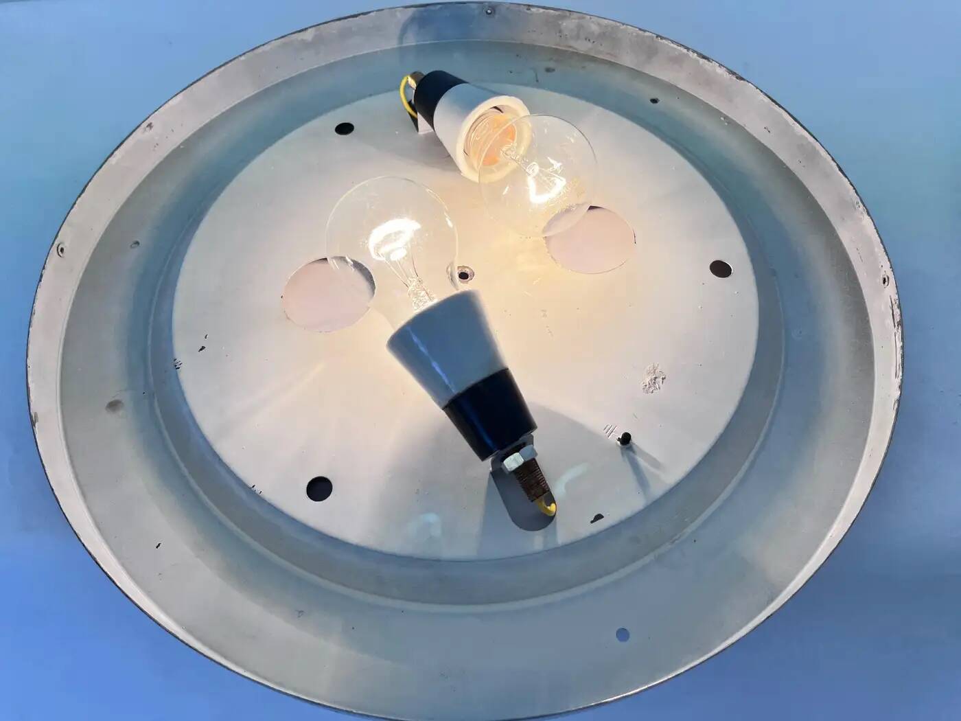 Big chrome Bauhaus ceiling or wall lamp/flushmount, 1940s