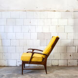 Recliner wooden armchair, Italy 50s