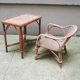Desk with rattan and wicker armchair for children