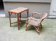 Desk with rattan and wicker armchair for children