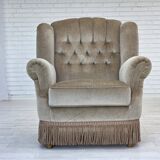 1970s, Danish armchair, original condition, furniture velour, beech wood.