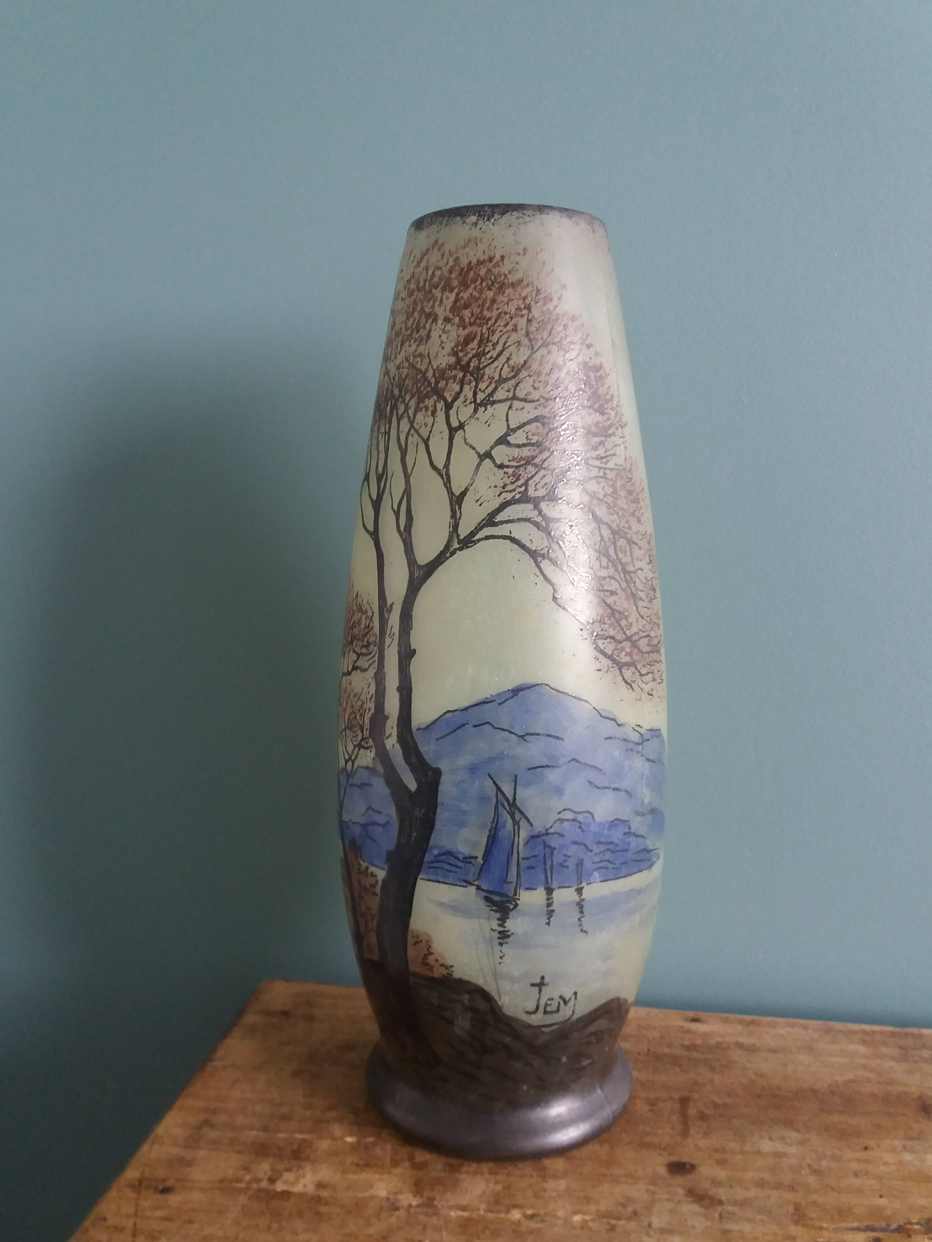 Vase with painted decoration signed Jem Joseph Mure