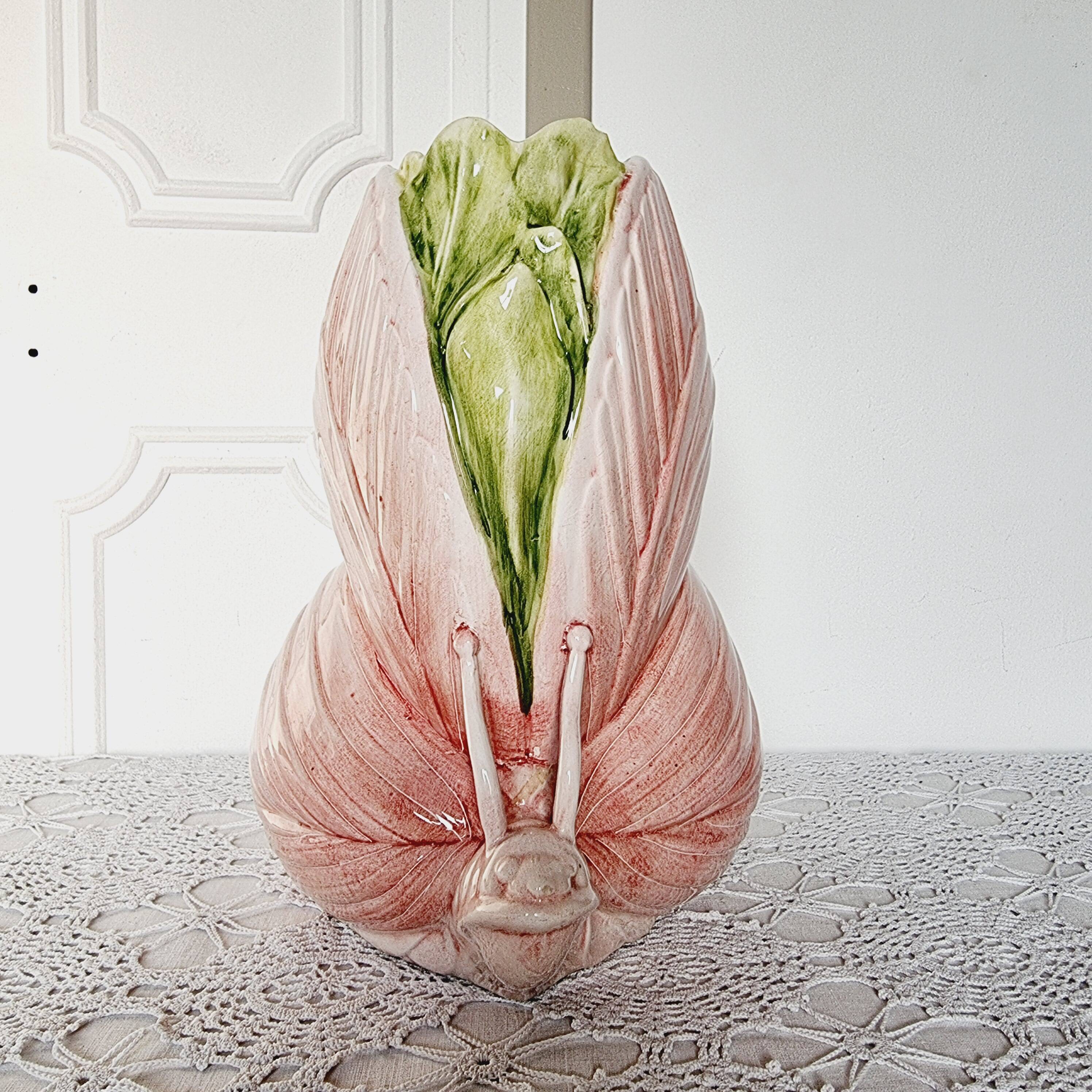 Vase papillon en céramique vernissée italienne