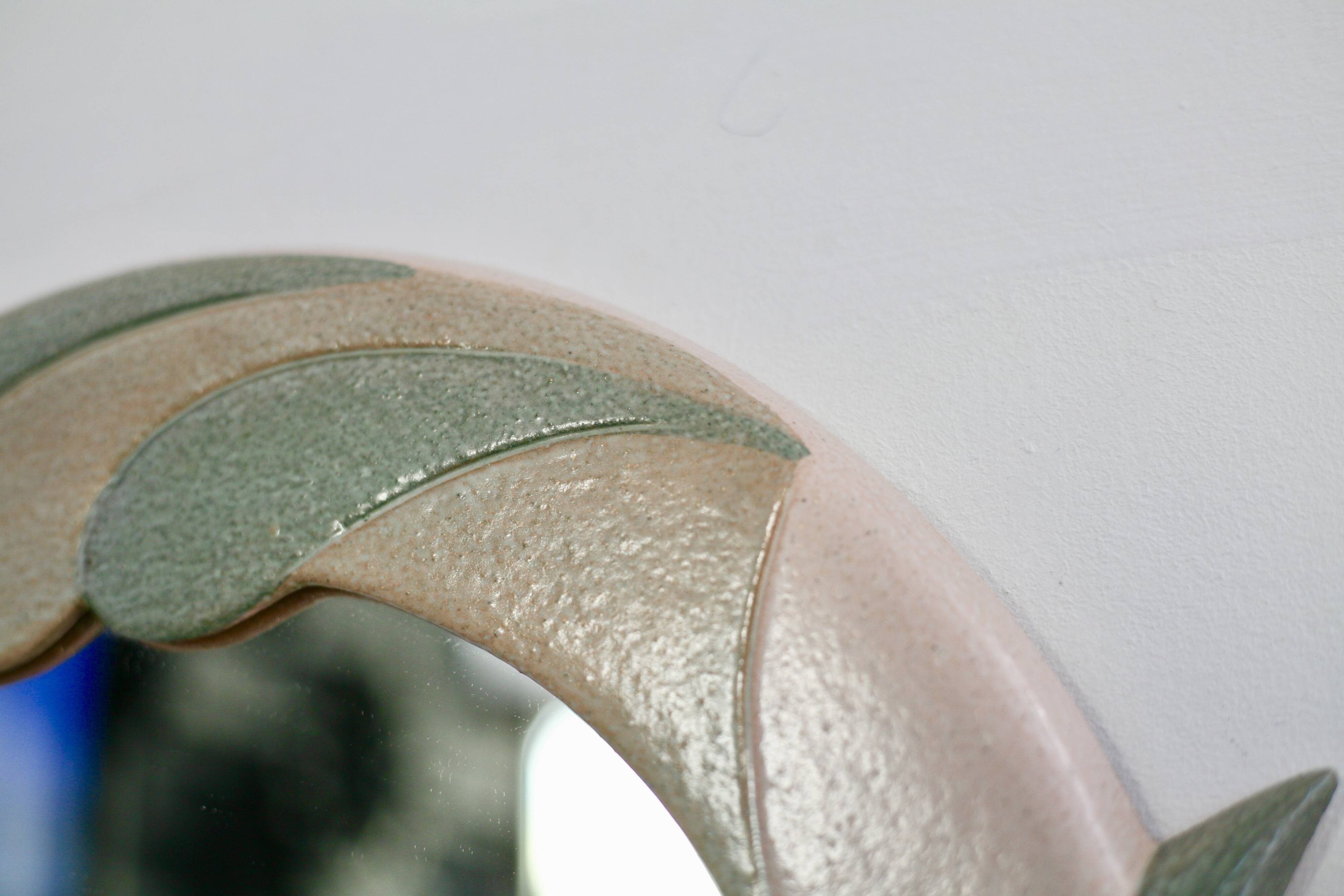 Ceramic mirror, 1970s, signed.