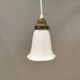 Small delicious tulip shaped hanging lamp in white opal glass with brass top.