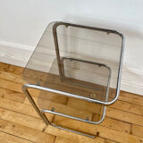 Vintage chrome and smoked glass side table