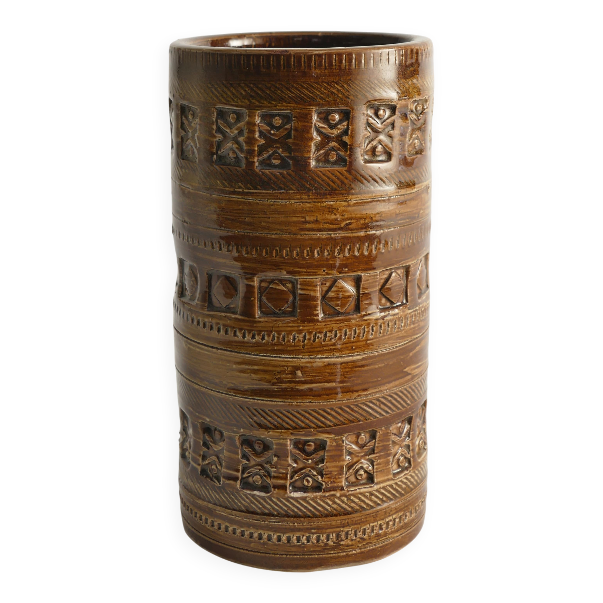 Mid-century Modern Brown Stoneware Vase by Aldo Londi for Bitossi, Italy, 1960s