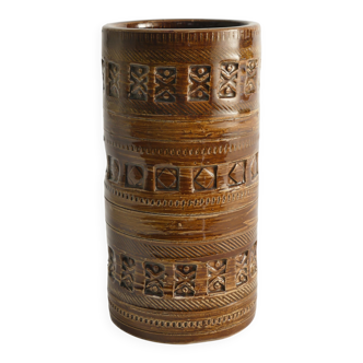 Mid-century Modern Brown Stoneware Vase by Aldo Londi for Bitossi, Italy, 1960s