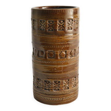 Mid-century Modern Brown Stoneware Vase by Aldo Londi for Bitossi, Italy, 1960s