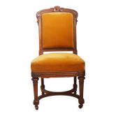 Antique Regency Style padded chair - Wooden structure and horsehair padding - Mustard color