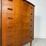 1960s Vintage Danish Bow-Front Teak Chest of Drawers