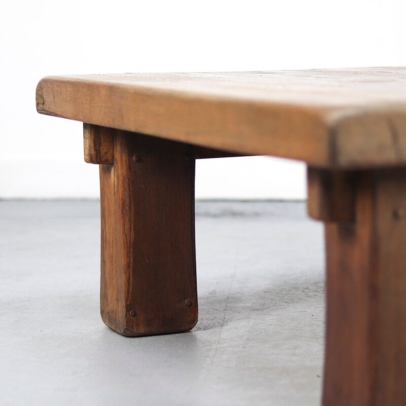 Large Rustic Vintage Brutalist Coffee Table in Oak