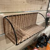 Pair rattan shelf vintage 50s