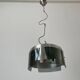 Suspended lamp in green glass and chrome, 1960s, Italy