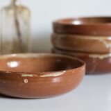 Set of 4 plates in sandstone of Saint Amand signed