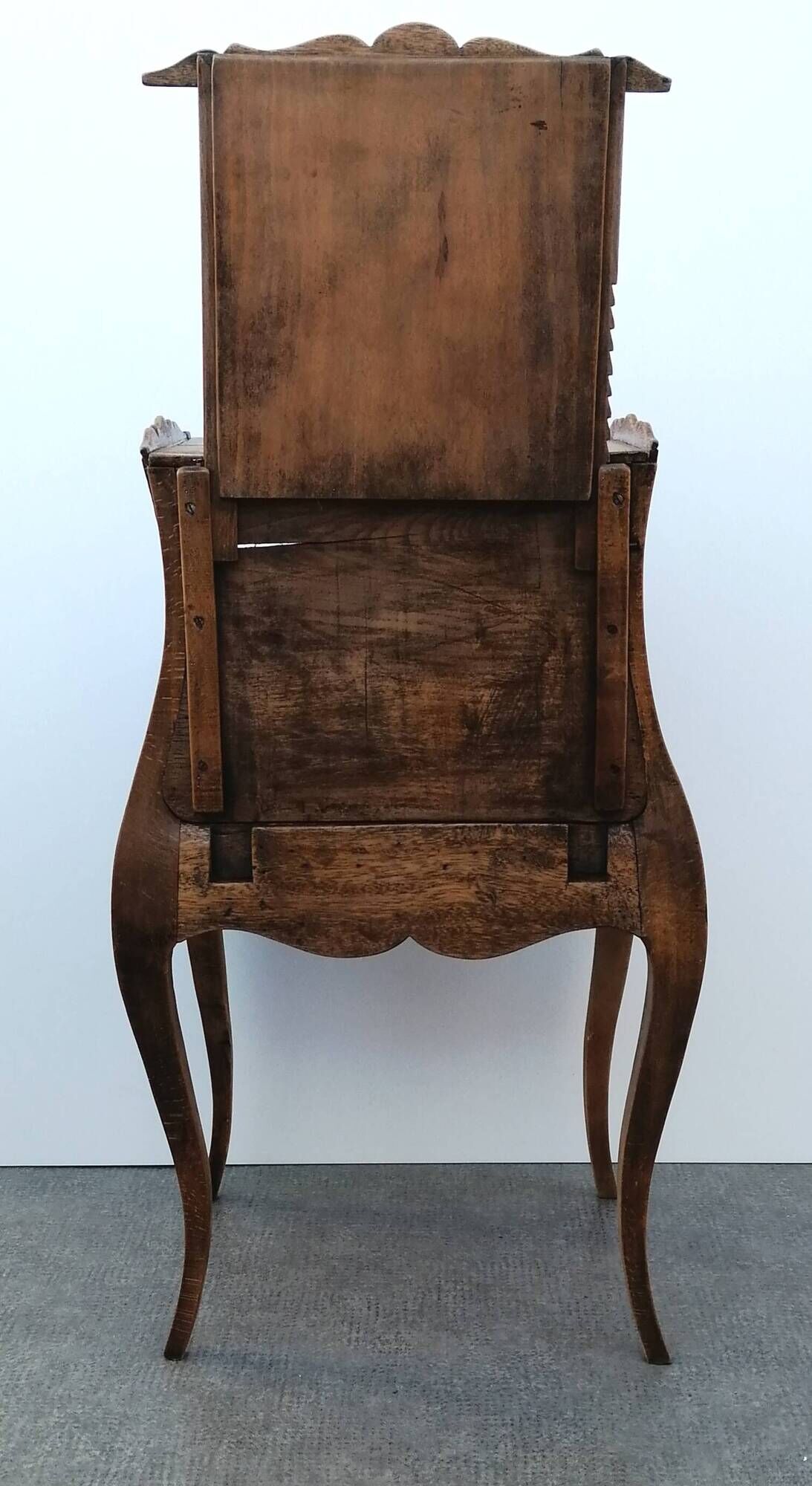 Belly bedside table with Louis XV style walnut mirror early 20th century 1920.