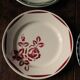 Set of 6 mismatched Art Deco red green yellow dinner plates Digoin