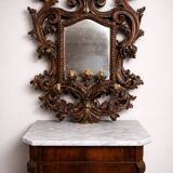 Large Venetian wall mirror in Louis XV style with 5 light arms.