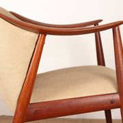 2 Scandinavian armchairs in teak and fabric, new, Gerhard Berg/Westnofa 1960.