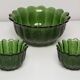 Ensemble de Trois Bols en Cristal Vert Milieu du Siècle, Italie, Années 1970
